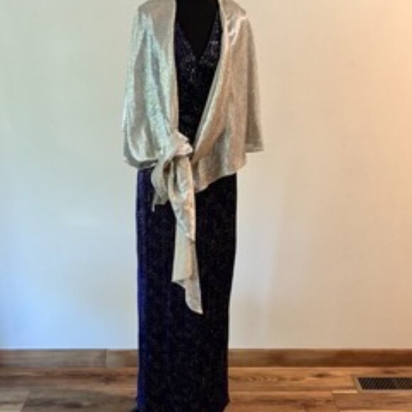 BCBGeneration Blue & Gold Maxi Dress, Size 4 Professionally Tailor - Picture 8 of 9